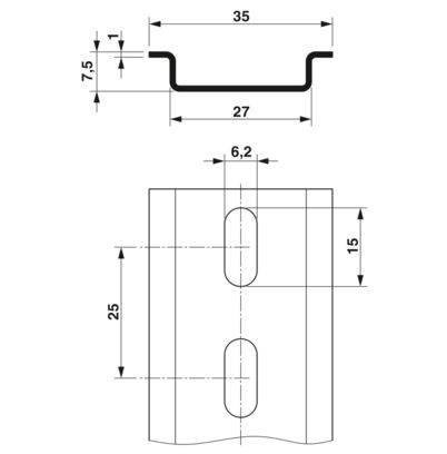 NS 35/ 7.5 PERF 2000MM - Carril DIN perforado - imagen 2