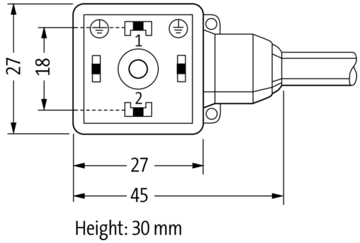 M12 macho recto / MSUD Valve Plug A-18mm - Cable para electrovalvula (5m) - imagen 3