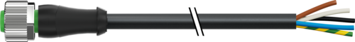 M12 hembra recto codificacion A con cable - Cable para sensor 5 polos (4m)