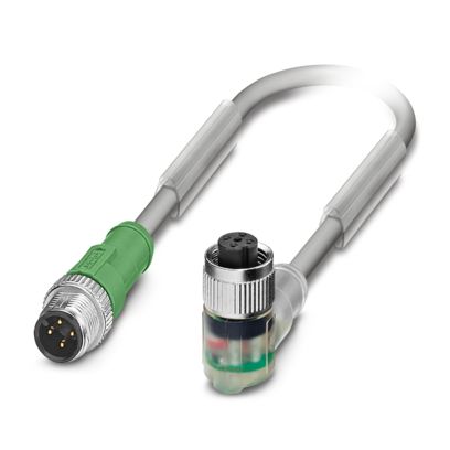 SAC-4P-M12MS-M12FR-3LW - Cable para sensores M12 macho recto a hembra acodada con 3 LED